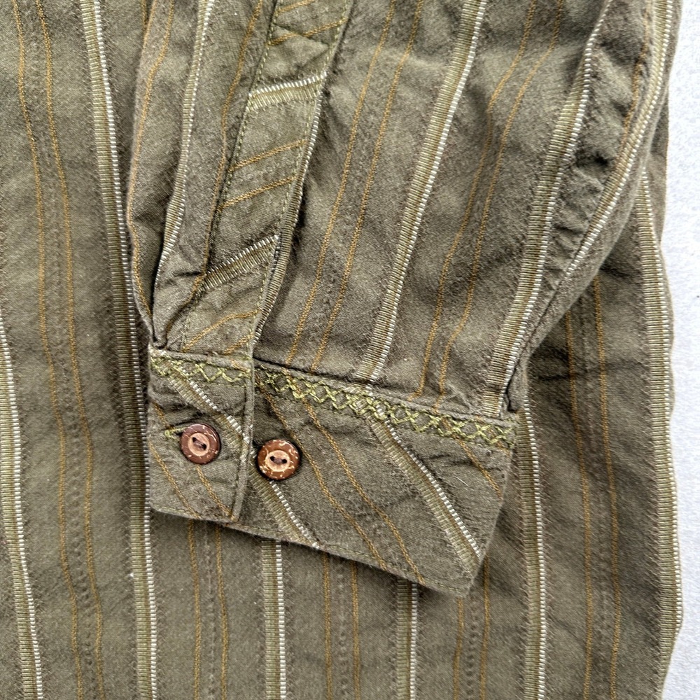 REI Mens Button‎ Down Shirt XXL Olive Green Striped Long Sleeve Cotton - Picture 9 of 14